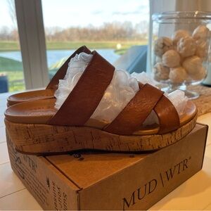 Kork-Ease Women's Brown Leather Cork Wedge Sandals